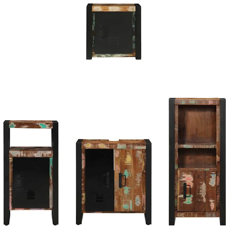 Ensemble de mobilier de salle de bain 4 pcs Bois Recyclé Solide - 9