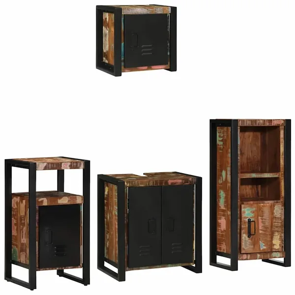 Ensemble de mobilier de salle de bain 4 pcs Bois Recyclé Solide