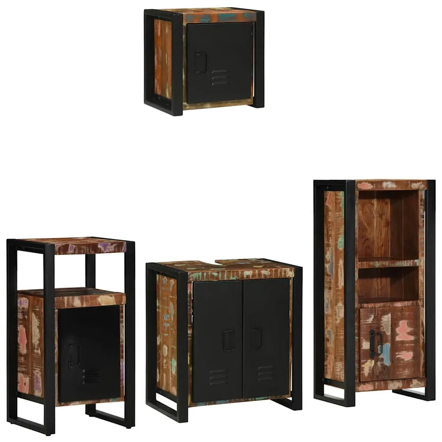 Ensemble de mobilier de salle de bain 4 pcs Bois Recyclé Solide - 2