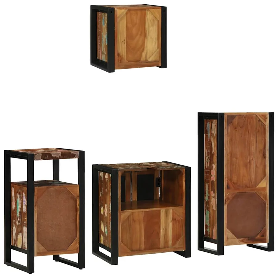 Ensemble de mobilier de salle de bain 4 pcs Bois Recyclé Solide - 9