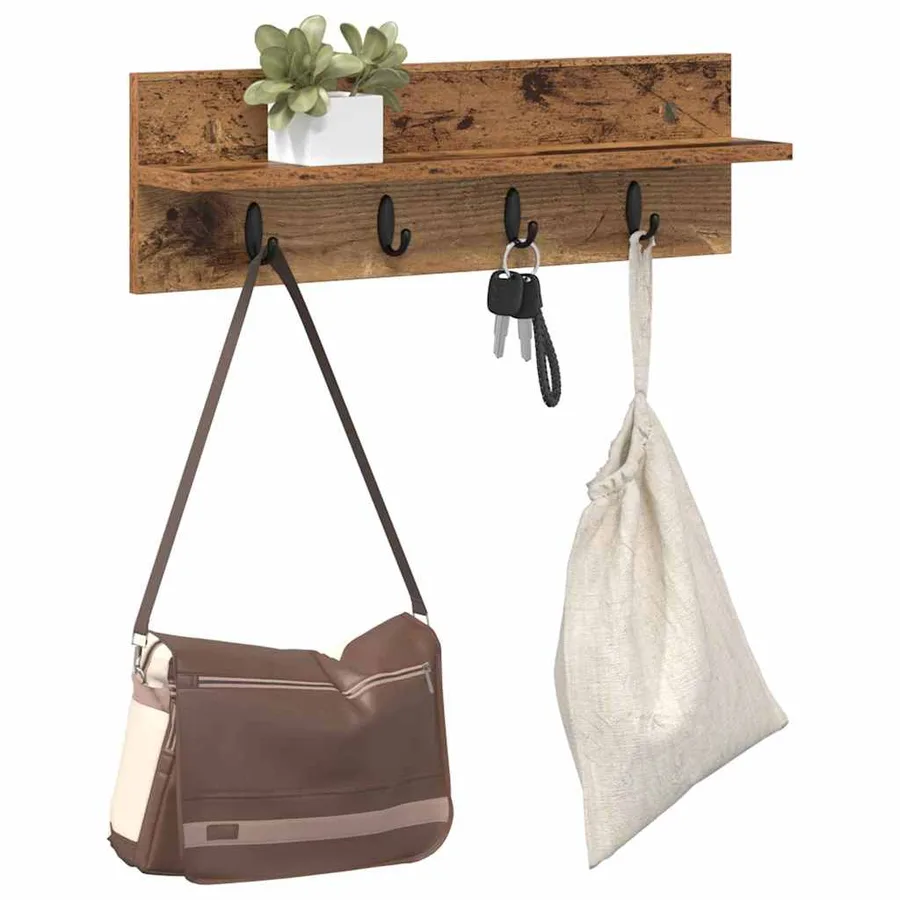 Porte-manteau mural Montage mural Bois ancien 60 x 10,5 x 18 cm - 3