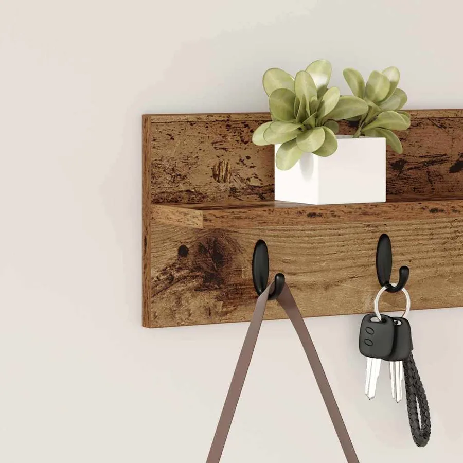 Porte-manteau mural Montage mural Bois ancien 60 x 10,5 x 18 cm - 4