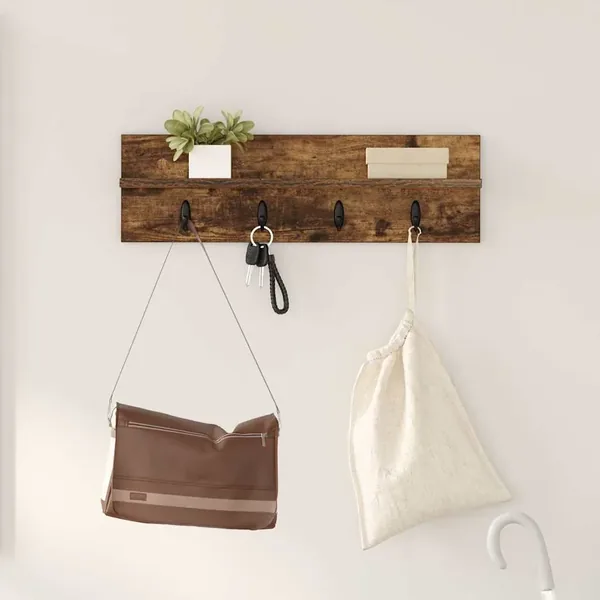 Porte-manteau mural Montage mural Chêne fumé 60 x 10,5 x 18 cm