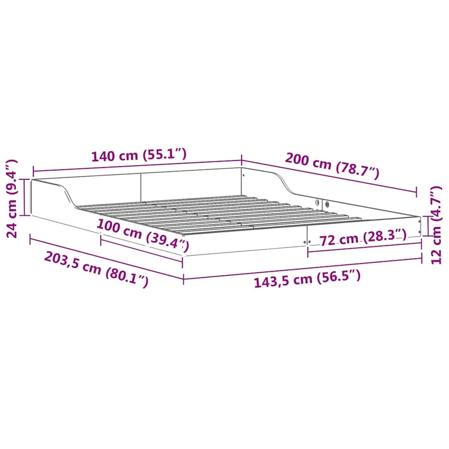 Cadre de lit Brun cire 140 x 200 cm Pin massif - 10