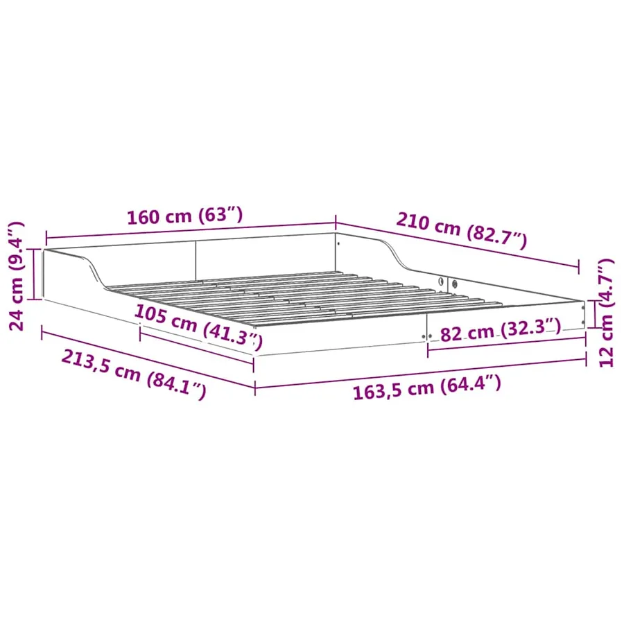Cadre de lit Marron 160 x 210 cm Pin massif - 8
