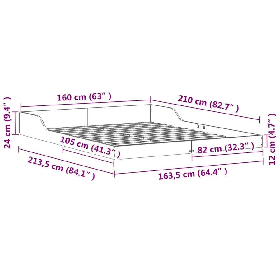 Cadre de lit Brun cire 160 x 210 cm Pin massif - 8