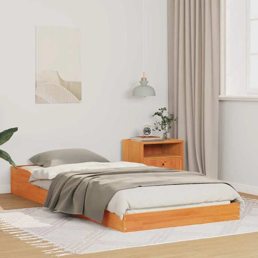 Cadre de lit Brun cire 90 x 210 cm Pin massif