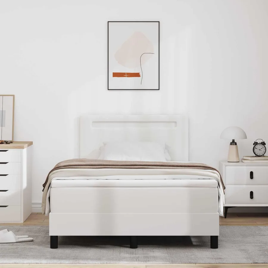 Lit à ressorts avec matelas Blanc 120 x 190 cm Simili cuir