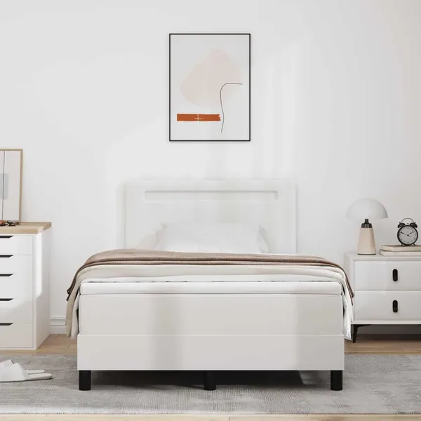 Lit à ressorts avec matelas Blanc 120 x 190 cm Simili cuir