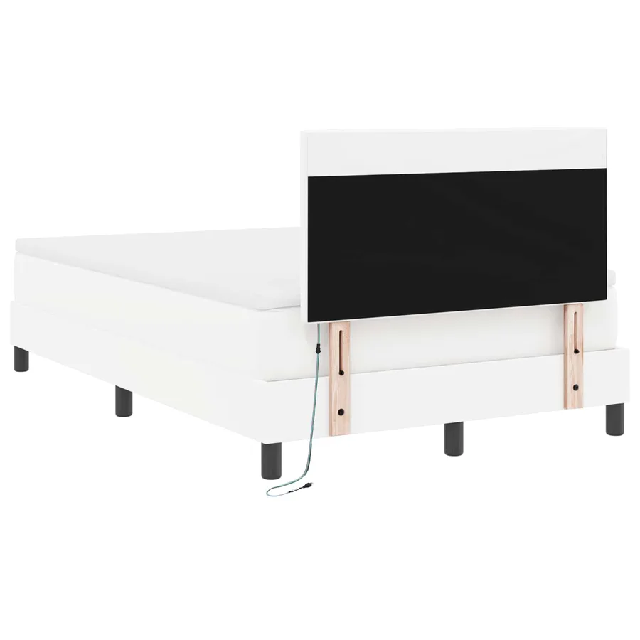 Lit à ressorts avec matelas Blanc 120 x 190 cm Simili cuir - 10