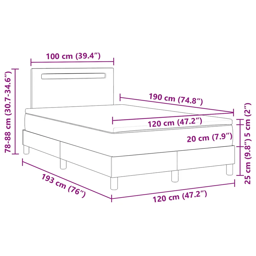 Lit à ressorts avec matelas Blanc 120 x 190 cm Simili cuir - 13