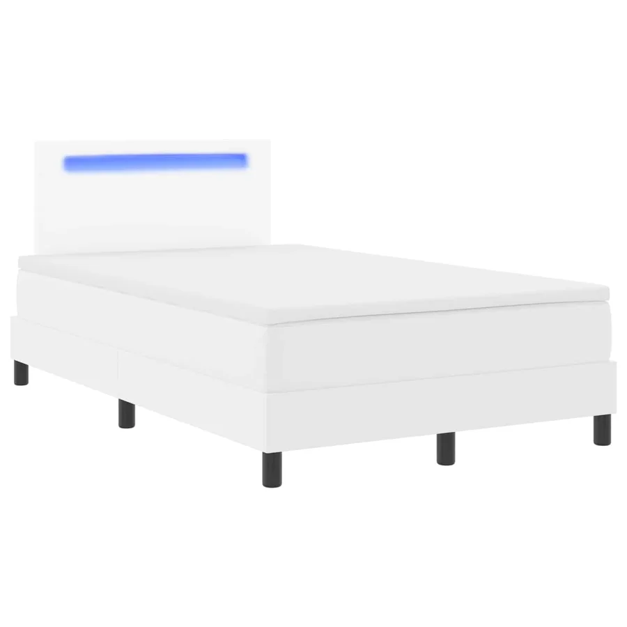 Lit à ressorts avec matelas Blanc 120 x 190 cm Simili cuir - 5