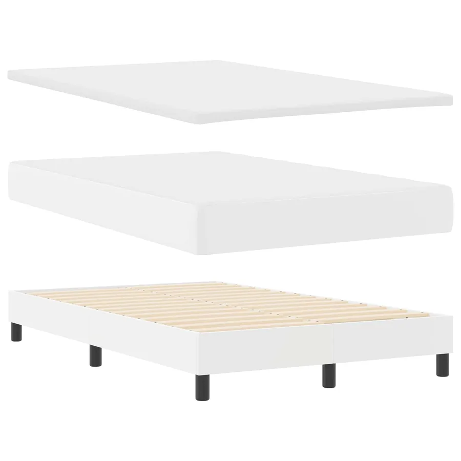 Lit à ressorts avec matelas Blanc 120 x 190 cm Simili cuir - 6