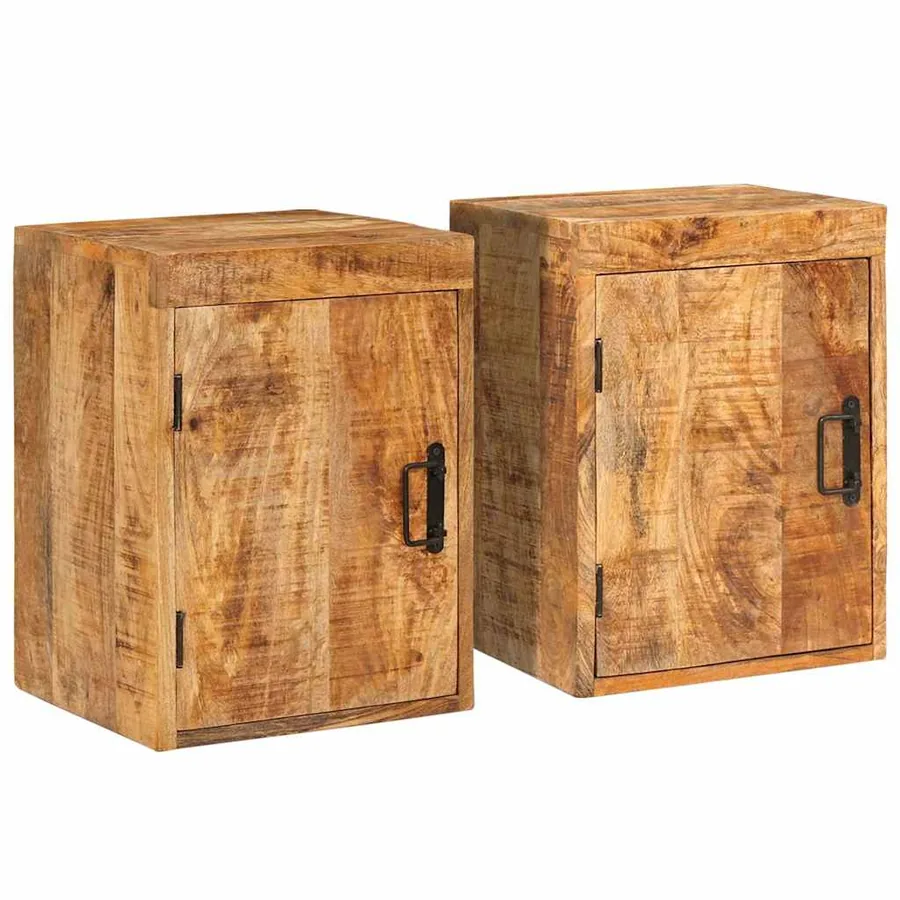 Table de chevet 2 pcs Marron Bois de mangue massif