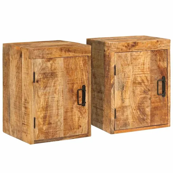 Table de chevet 2 pcs Marron Bois de mangue massif