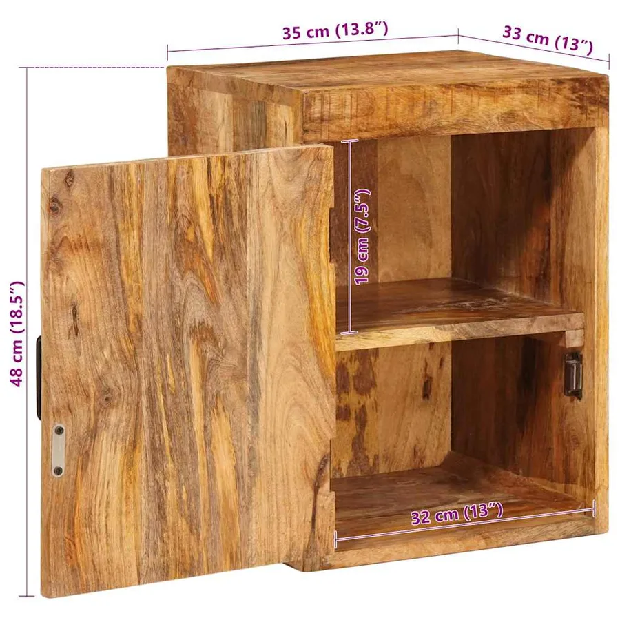 Table de chevet 2 pcs Marron Bois de mangue massif - 12