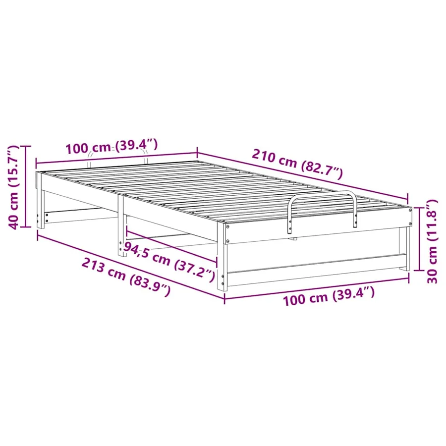 Cadre de lit Marron 100 x 210 cm Pin massif - 10