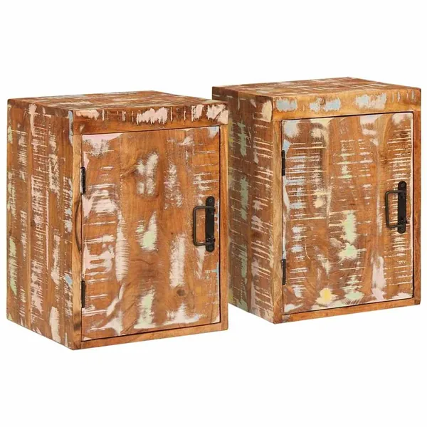 Table de chevet 2 pcs Marron Bois massif de récupération