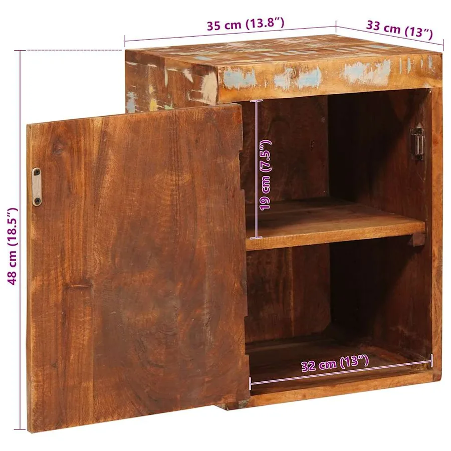 Table de chevet 2 pcs Marron Bois massif de récupération - 12