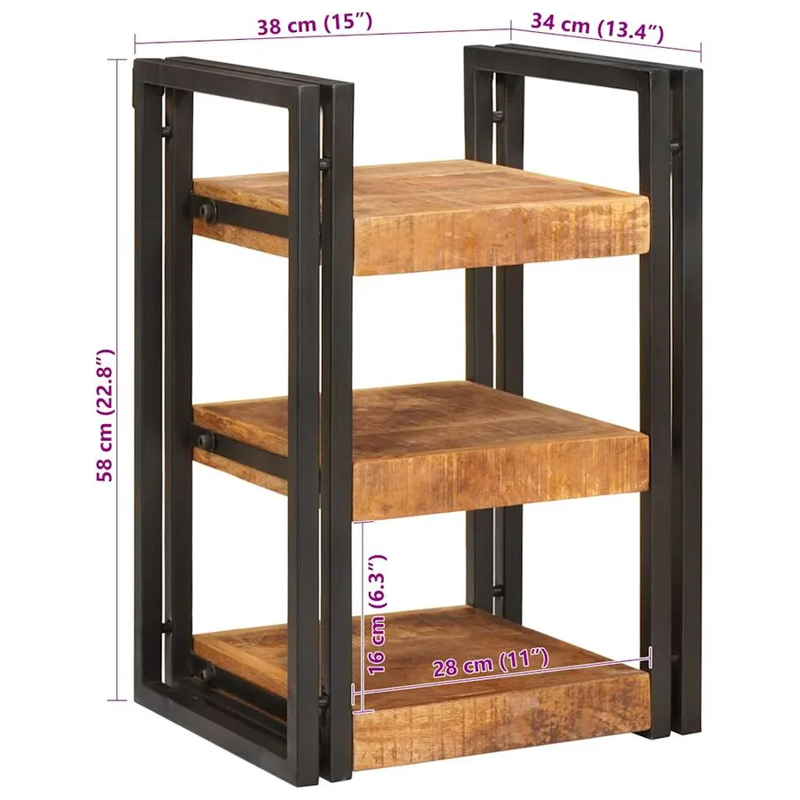 Table de chevet 2 pcs Marron et Noir Bois de mangue massif - 12