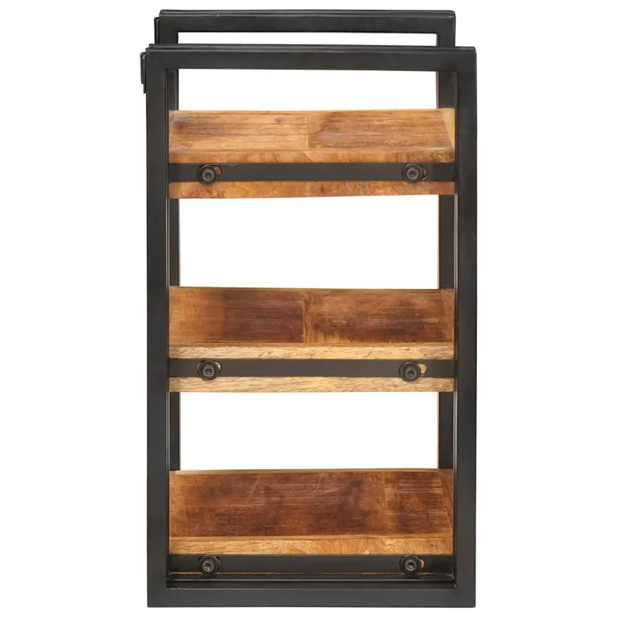 Table de chevet 2 pcs Marron et Noir Bois de mangue massif - 6