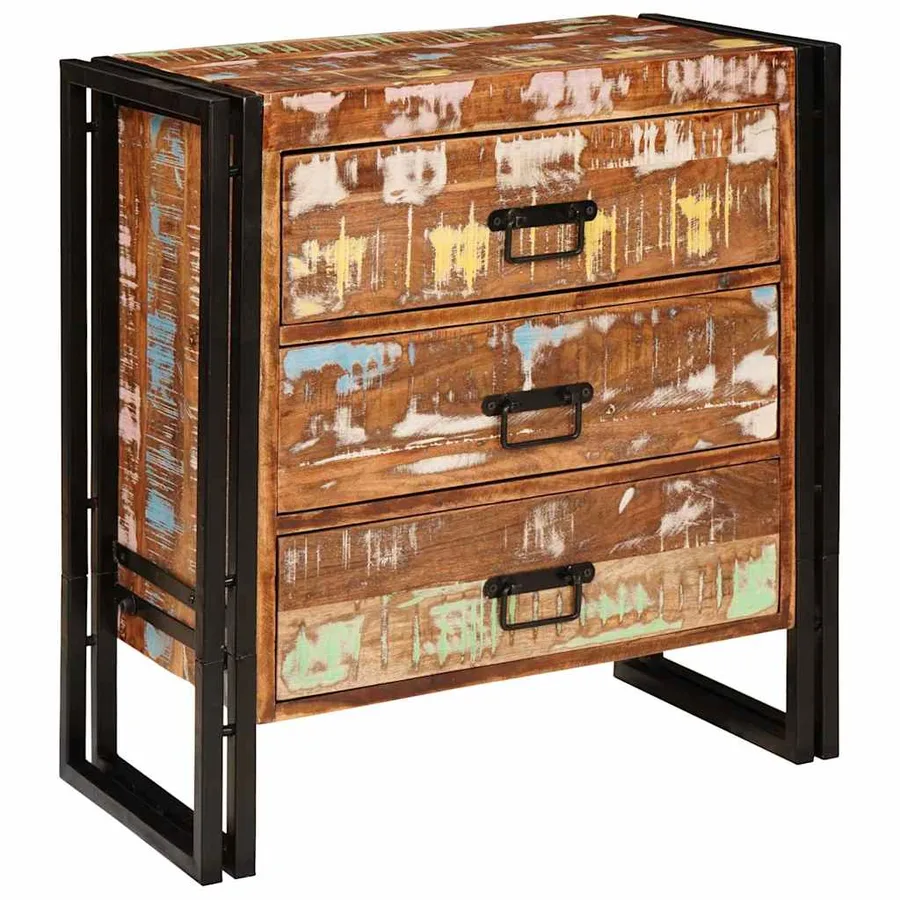 Buffet avec tiroir Marron 66 x 33 x 70 cm Bois massif recyclé - 2