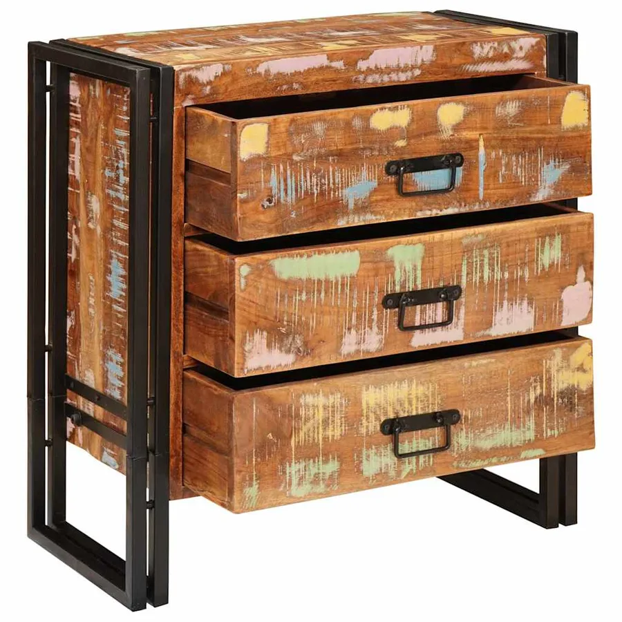 Buffet avec tiroir Marron 66 x 33 x 70 cm Bois massif recyclé - 4