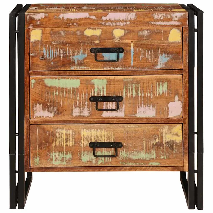 Buffet avec tiroir Marron 66 x 33 x 70 cm Bois massif recyclé - 5