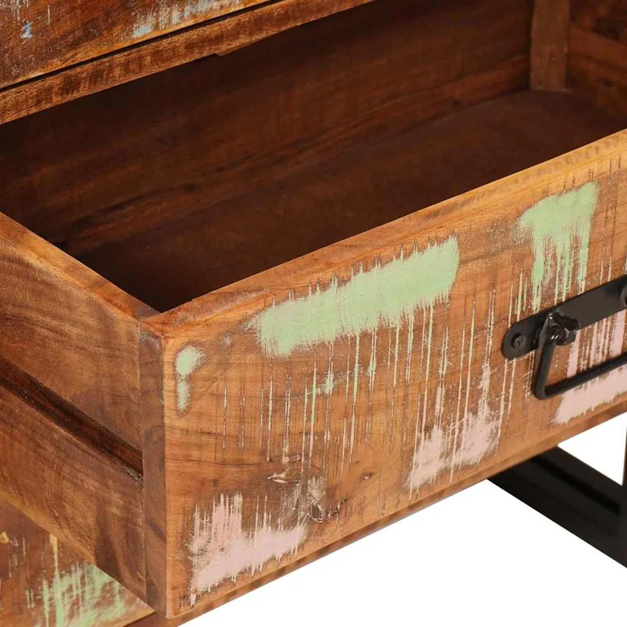 Buffet avec tiroir Marron 66 x 33 x 70 cm Bois massif recyclé - 9