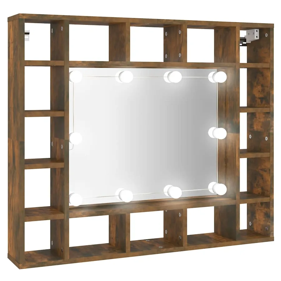 Armoire à miroir avec LED Chêne fumé 91x15x76,5 cm - 2