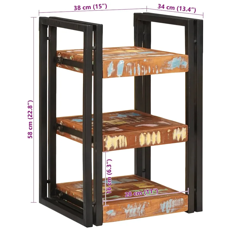 Table de chevet 2 pcs Bois massif de récupération - 11