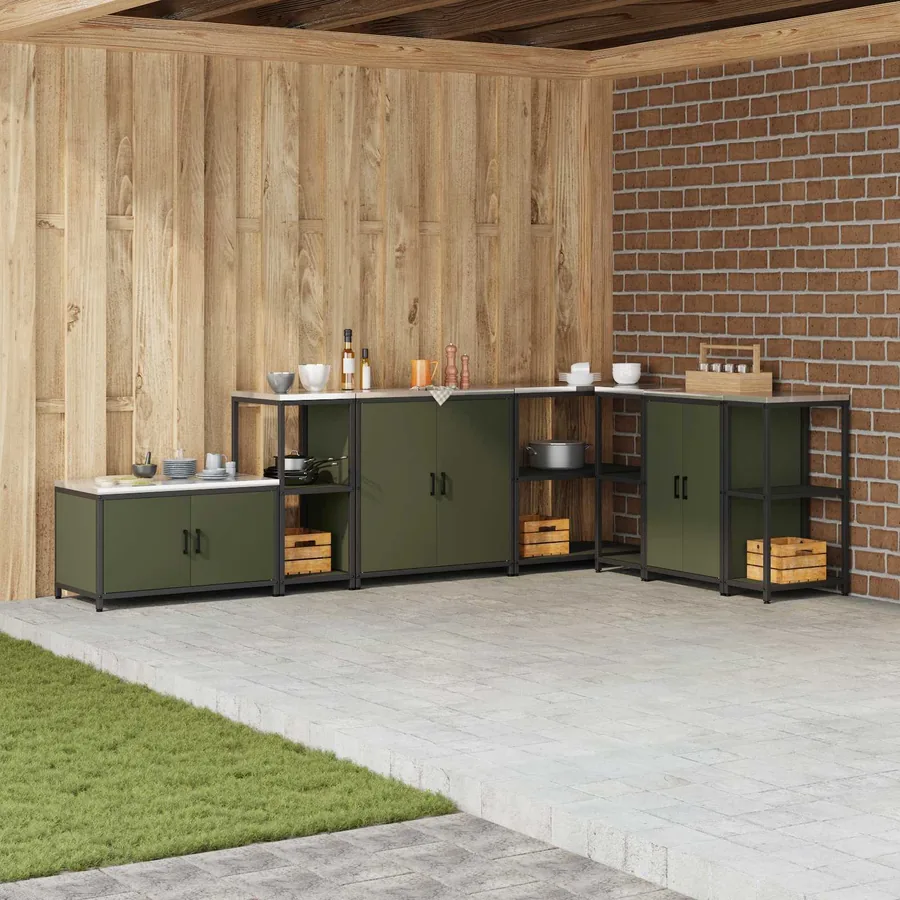 Rangement de cuisine HATTEM Vert olive 40 x 50 x 92 cm Acier