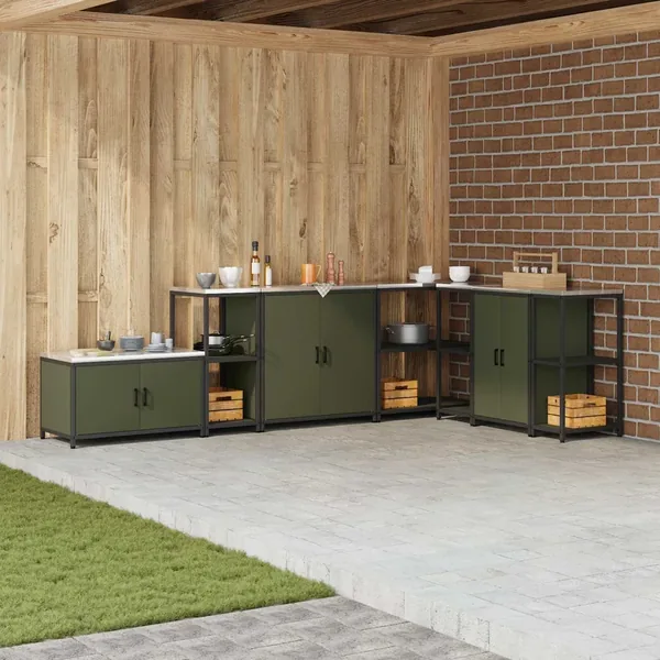 Rangement de cuisine HATTEM Vert olive 40 x 50 x 92 cm Acier
