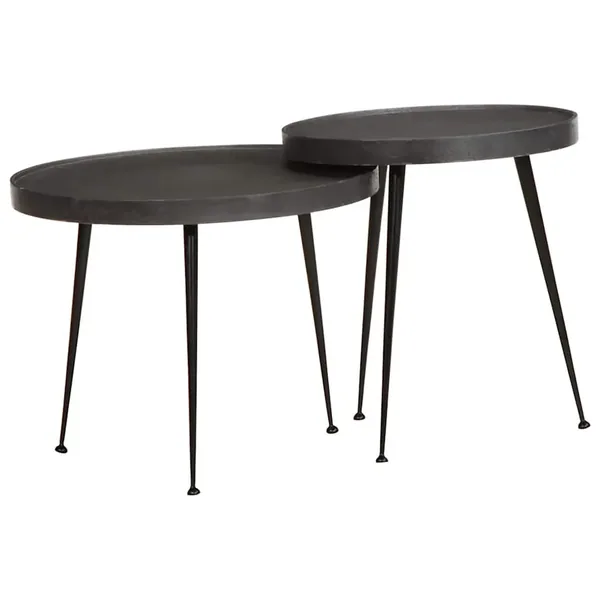 Table basse 2 pcs en bois d'ingénierie noir