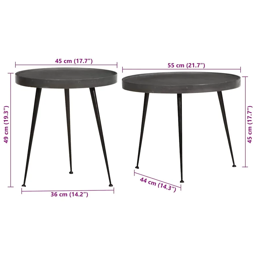 Table basse 2 pcs en bois d'ingénierie noir - 10