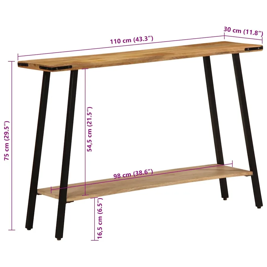 Table console 110x30x75 cm bois de manguier massif - 9