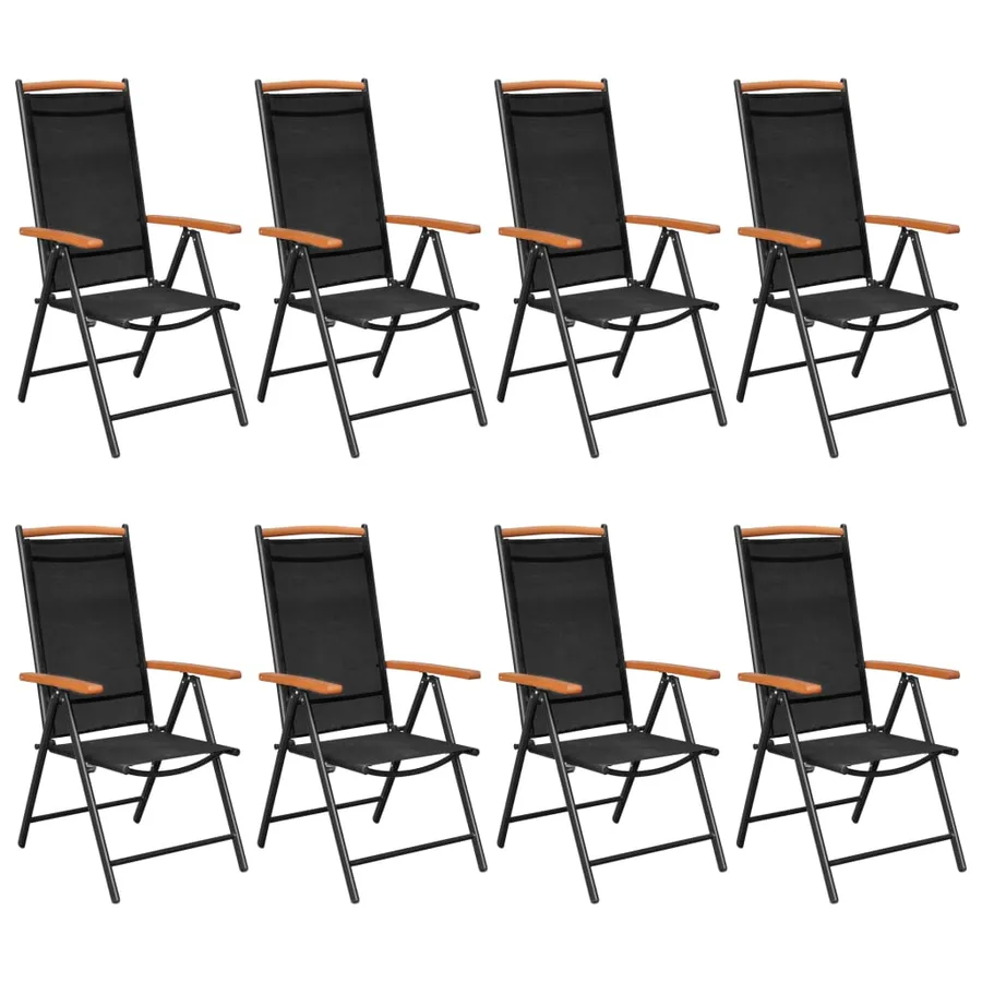 Ensemble à manger de jardin 9 pcs aluminium noir - 2
