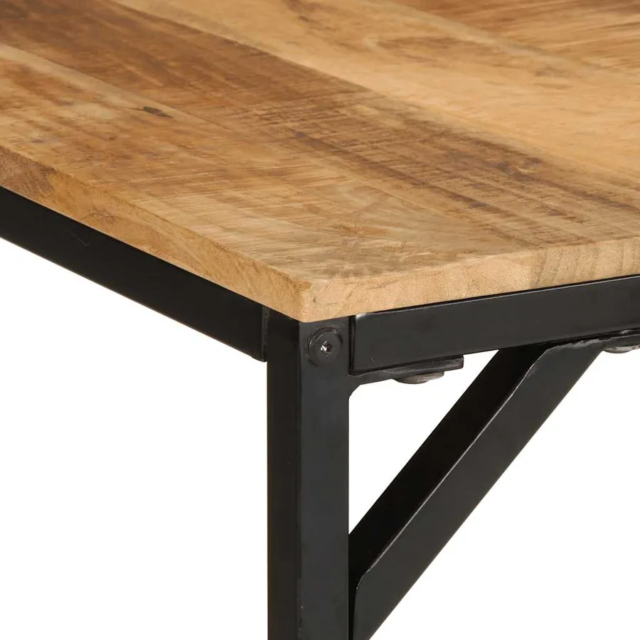 Table à manger 220x90x75 cm bois de manguier massif brut - 5