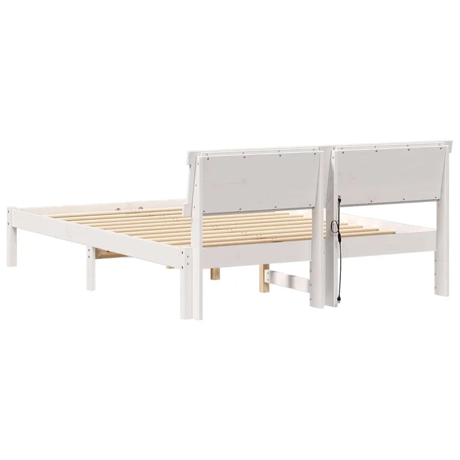 Cadre de lit avec tête de lit Blanc 120 x 200 cm Pin massif - 7