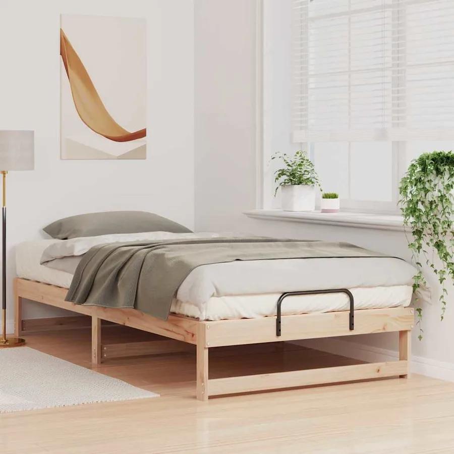 Cadre de lit Marron 100 x 200 cm Pin massif - 3