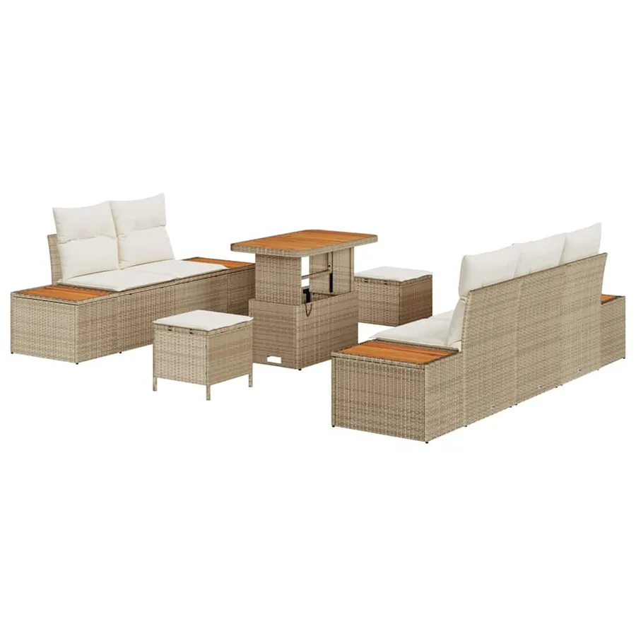 Ensemble de canapé de jardin avec coussin 8 pcs Beige et crème - 2