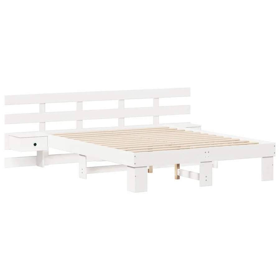 Cadre de lit avec tête de lit Blanc 150 x 200 cm Pin massif - 4