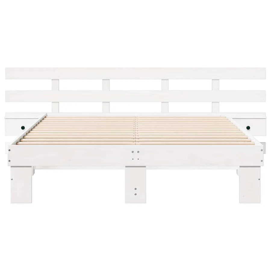 Cadre de lit avec tête de lit Blanc 150 x 200 cm Pin massif - 5
