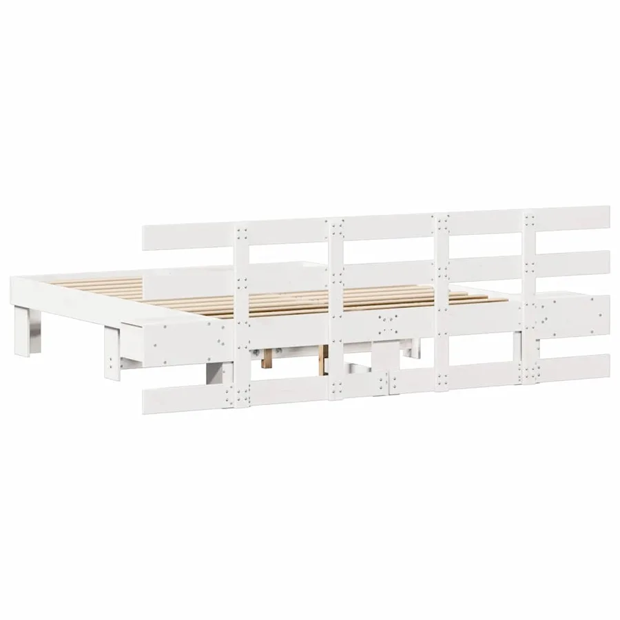 Cadre de lit avec tête de lit Blanc 150 x 200 cm Pin massif - 7