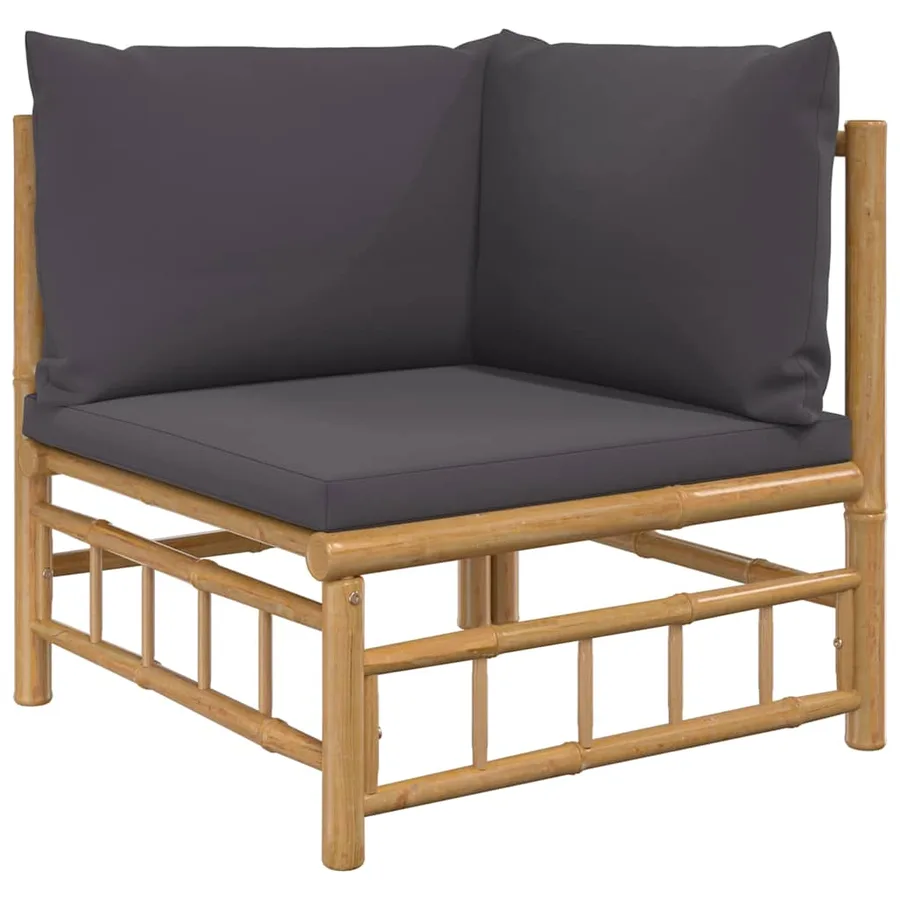 Salon de jardin 2 pcs avec coussins gris foncé bambou - 6