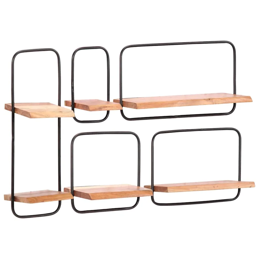 Étagères murales 5 pcs en bois massif d'acacia