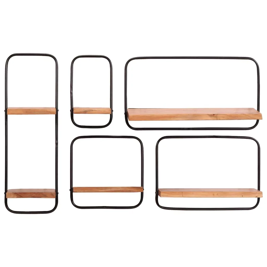 Étagères murales 5 pcs en bois massif d'acacia - 2