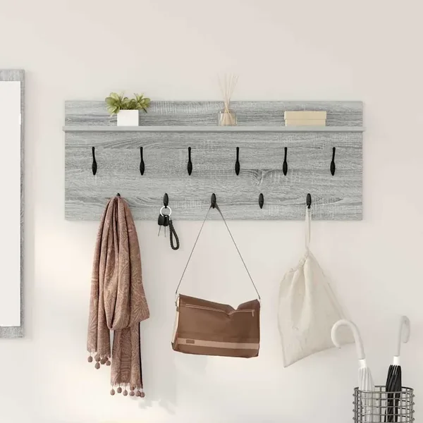 Porte-manteau mural avec étagère Gris Sonoma 100 x 40 x 12 cm