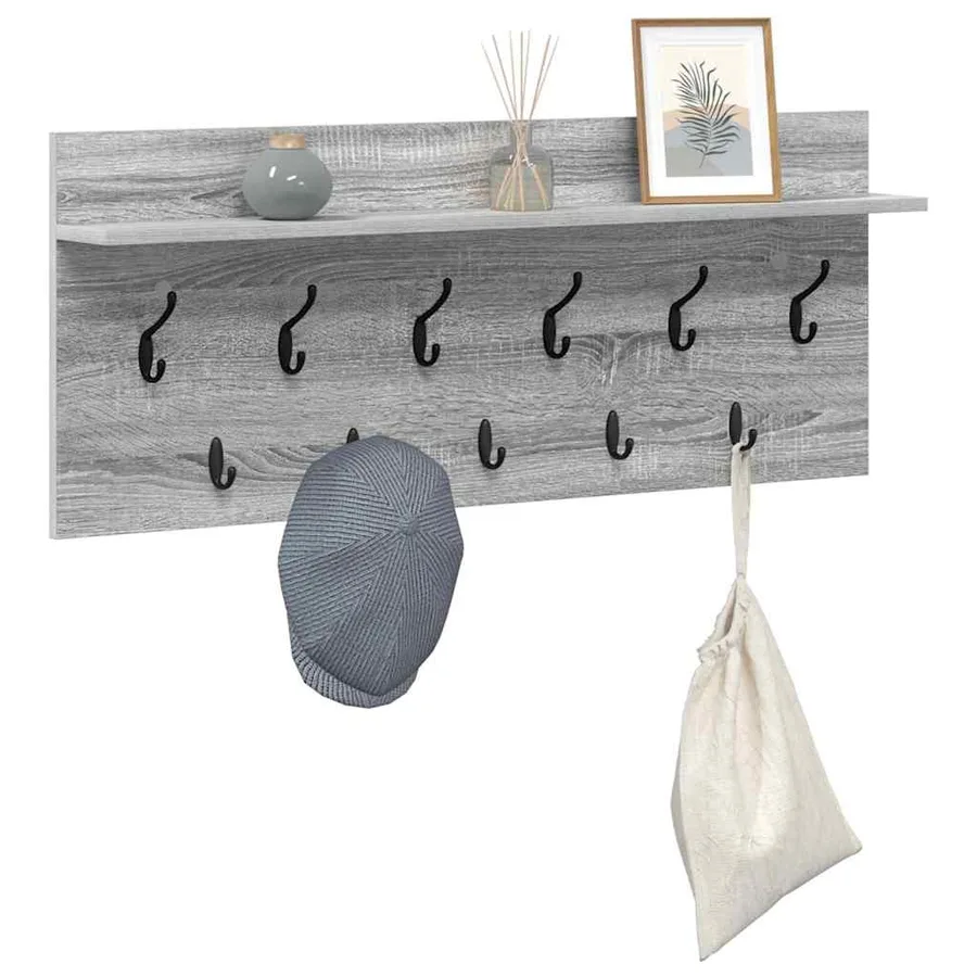 Porte-manteau mural avec étagère Gris Sonoma 100 x 40 x 12 cm - 3