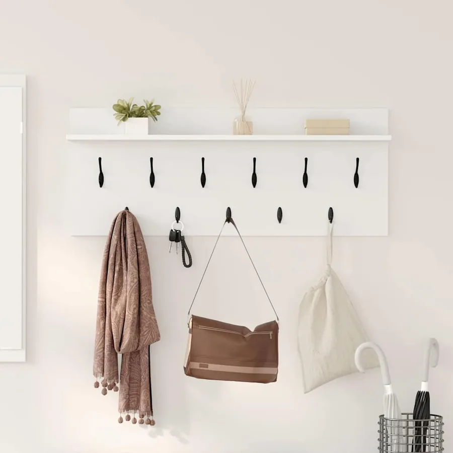 Porte-manteau mural Blanc 100 x 40 x 12 cm Bois d'ingénierie